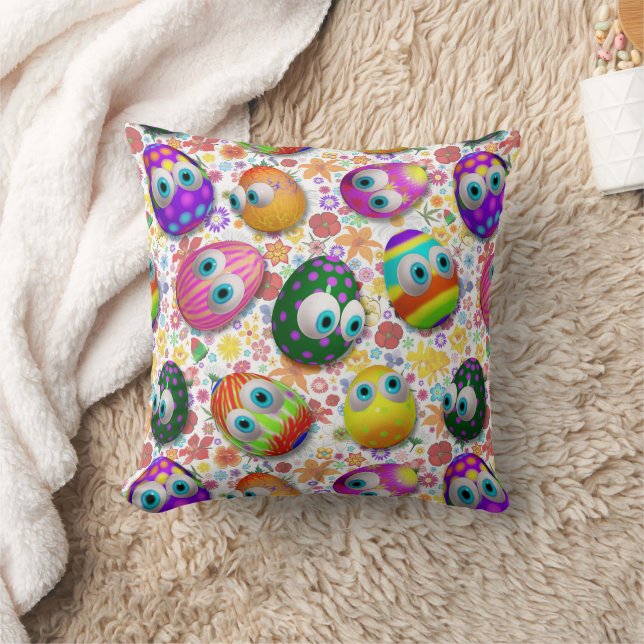 Cute and Funny Easter Eggs Cartoon Kussen (Deken)