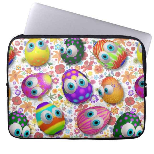 Cute and Funny Easter Eggs Cartoon Laptop Sleeve (Voorkant)