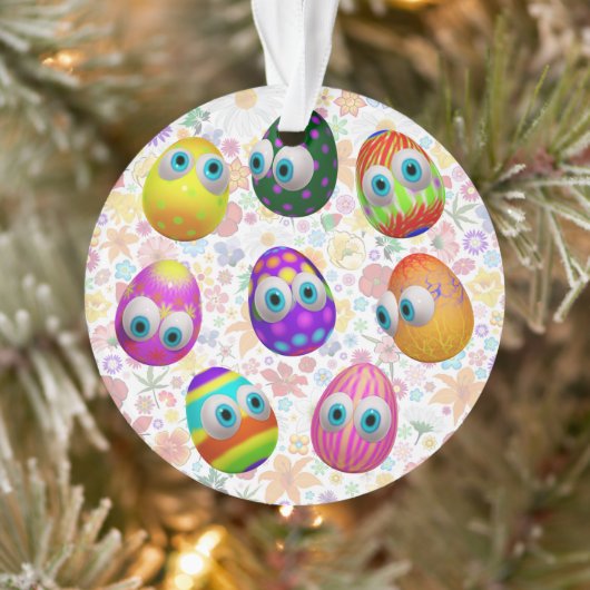 Cute and Funny Easter Eggs Cartoon Ornament (Boom)