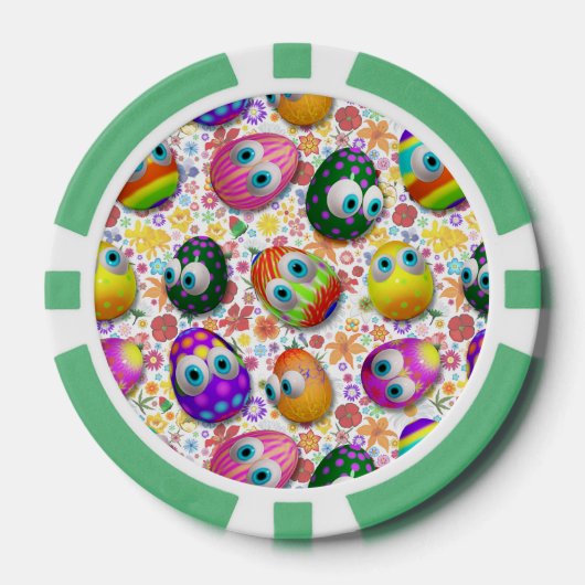 Cute and Funny Easter Eggs Cartoon Poker Chips (Voorkant)