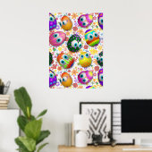 Cute and Funny Easter Eggs Cartoon Poster (Thuiskantoor)