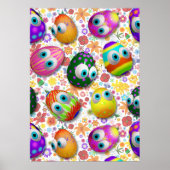 Cute and Funny Easter Eggs Cartoon Poster (Voorkant)