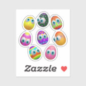 Cute and Funny Easter Eggs Cartoon Sticker (Vel)