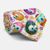 Cute and Funny Easter Eggs Cartoon Stropdas (Opgerold)