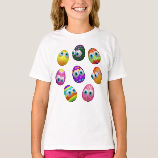 Cute and Funny Easter Eggs Cartoon T-shirt (Voorkant)