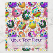 Cute and Funny Easter Eggs Cartoon Wijn Etiket (Enkel label)