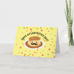 Cute and Funny Flantastico Mustache Flan Birthday Kaart