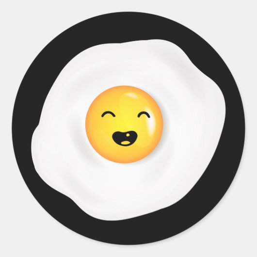 Cute and Funny Fried Egg American Breakfast Ronde Sticker (Voorkant)