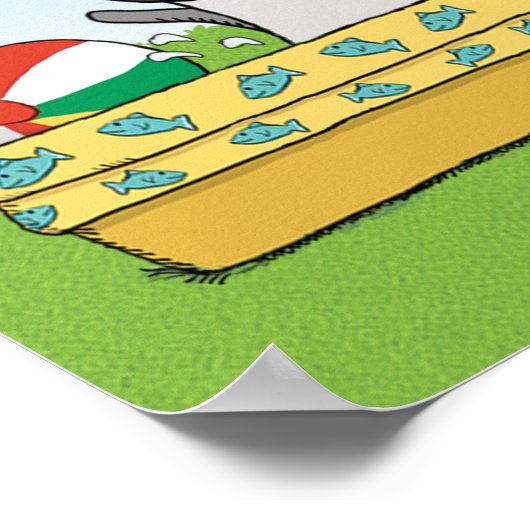 Cute and Funny Happy Shark in Pool Poster (Hoek)