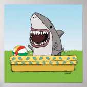 Cute and Funny Happy Shark in Pool Poster (Voorkant)