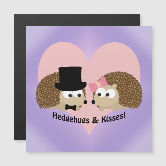 Cute and Funny Hedgehugs en Kisses Magnetic Card (Voorkant / Achterkant)