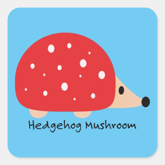 Cute and Funny Hedgel Mushroom Vierkante Sticker (Voorkant)