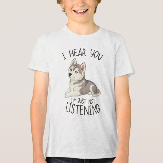Cute and Funny Husky Tri-Blend Shirt (Voorkant)