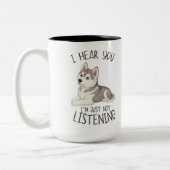 Cute and Funny Husky Tweekleurige Koffiemok (Links)
