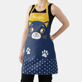 Cute and Funny Kitten Face Polka Dots Paw Schort (Insitu)