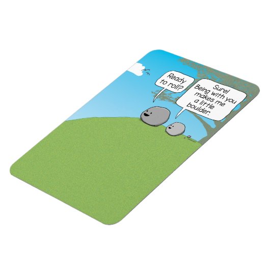 Cute and Funny Little Boulder Ready to Roll Square Magneet (Linkerzijde)