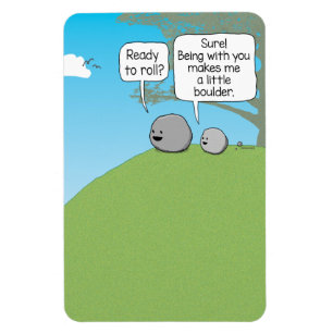 Cute and Funny Little Boulder Ready to Roll Square Magneet
