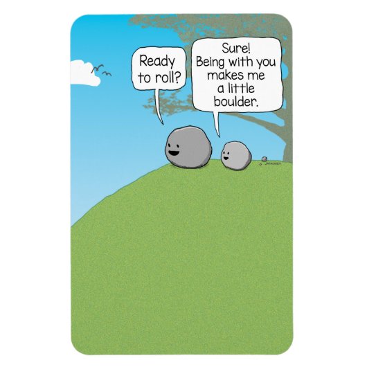 Cute and Funny Little Boulder Ready to Roll Square Magneet (Verticaal)