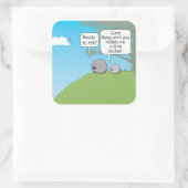 Cute and Funny Little Boulder Ready to Roll Vierkante Sticker (Tas)