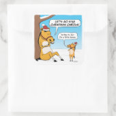 Cute and Funny Little Horse Kerstmis Vierkante Sticker (Tas)