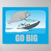 Cute and Funny Manatee on a Jet Ski Car Magnet Poster (Voorkant)