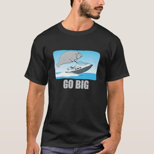 Cute and Funny Manatee on a Jet Ski T-shirt (Voorkant)
