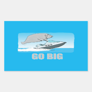 Cute and Funny Manatee on a Jet Ski T-Shirt Rechthoekige Sticker