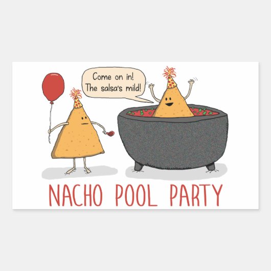 Cute and Funny Nacho Pool Party in Salsa Rechthoekige Sticker (Voorkant)
