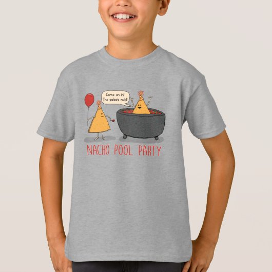 Cute and Funny Nacho Pool Party in Salsa T-shirt (Voorkant)