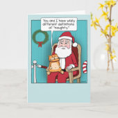 Cute and Funny Naughty Cat op Santa's Lap Kaart (Gele Bloem)