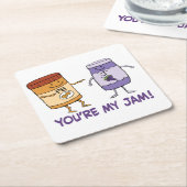 Cute and Funny Peanut Butter Je bent mijn jam Kartonnen Onderzetters (Schuin)