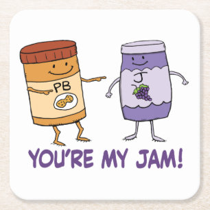 Cute and Funny Peanut Butter Je bent mijn jam Kartonnen Onderzetters