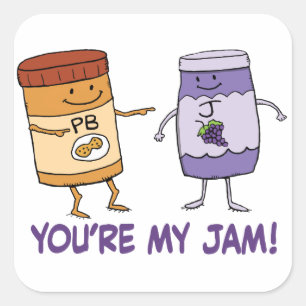 Cute and Funny Peanut Butter Je bent mijn jam Vierkante Sticker