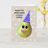 Cute and Funny Pear Birthday Card voor iedereen Kaart (Gele Bloem)
