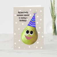 Cute and Funny Pear Birthday Card voor iedereen