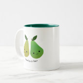 Cute and Funny Pearfect Pair Pears Tweekleurige Koffiemok (Voorkant links)