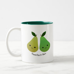 Cute and Funny Pearfect Pair Pears Tweekleurige Koffiemok