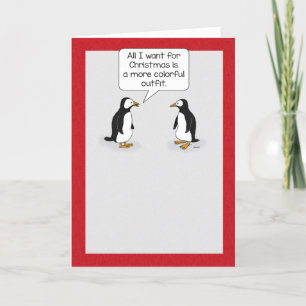 Cute and Funny Penguin Wish voor Kerstmis Feestdagen Kaart