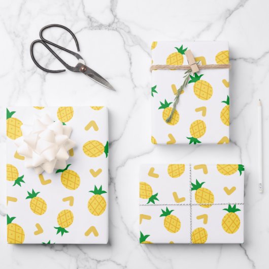 Cute and Funny Pineapple Pattern Inpakpapier Vel (Voorkant)
