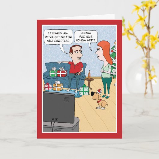 Cute and Funny Re-gifting Kerstmis Kaart (Gele Bloem)