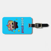 Cute and Funny Rock star met roze gitaar Bagagelabel (Voorkant horizontaal)