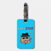 Cute and Funny Rock star met roze gitaar Bagagelabel (Achterkant verticaal)
