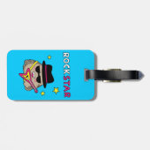 Cute and Funny Rock star met roze gitaar Bagagelabel (Achterkant horizontaal)