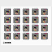Cute and Funny Rock star met roze gitaar Vierkante Sticker (Vel)