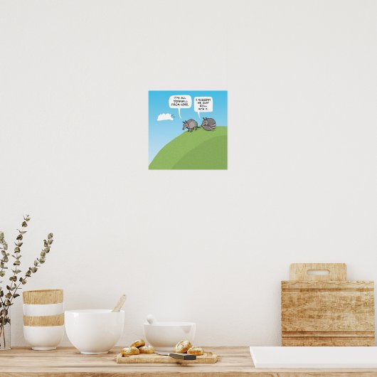 Cute and Funny Roll met Armadillos Poster (Keuken)