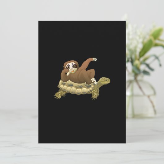 Cute and Funny Schattig Sloth and Turtle Kaart (Staand voorkant)