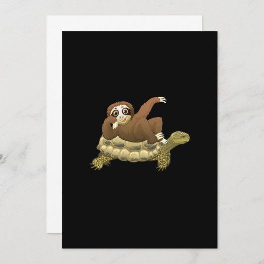 Cute and Funny Schattig Sloth and Turtle Kaart (Voorkant / Achterkant)