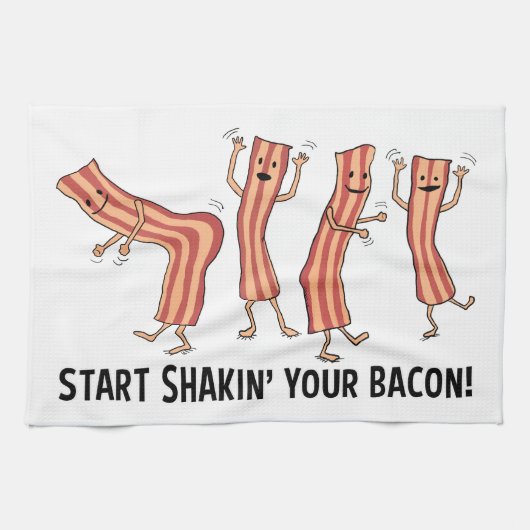 Cute and Funny Shakin Your Bacon Dancers Theedoek (Horizontaal)