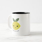 Cute and Funny Simply the Zest Kawaii Lemon Tweekleurige Koffiemok (Voorkant links)