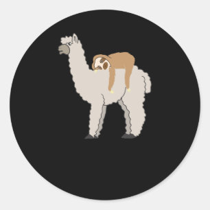 Cute and Funny Sleepy Sloth and Llama Ronde Sticker